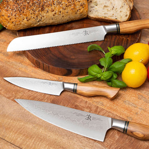 Ryda Knives ST650 Powder Steel 3 Pc Chef Utility Bread Knife Set