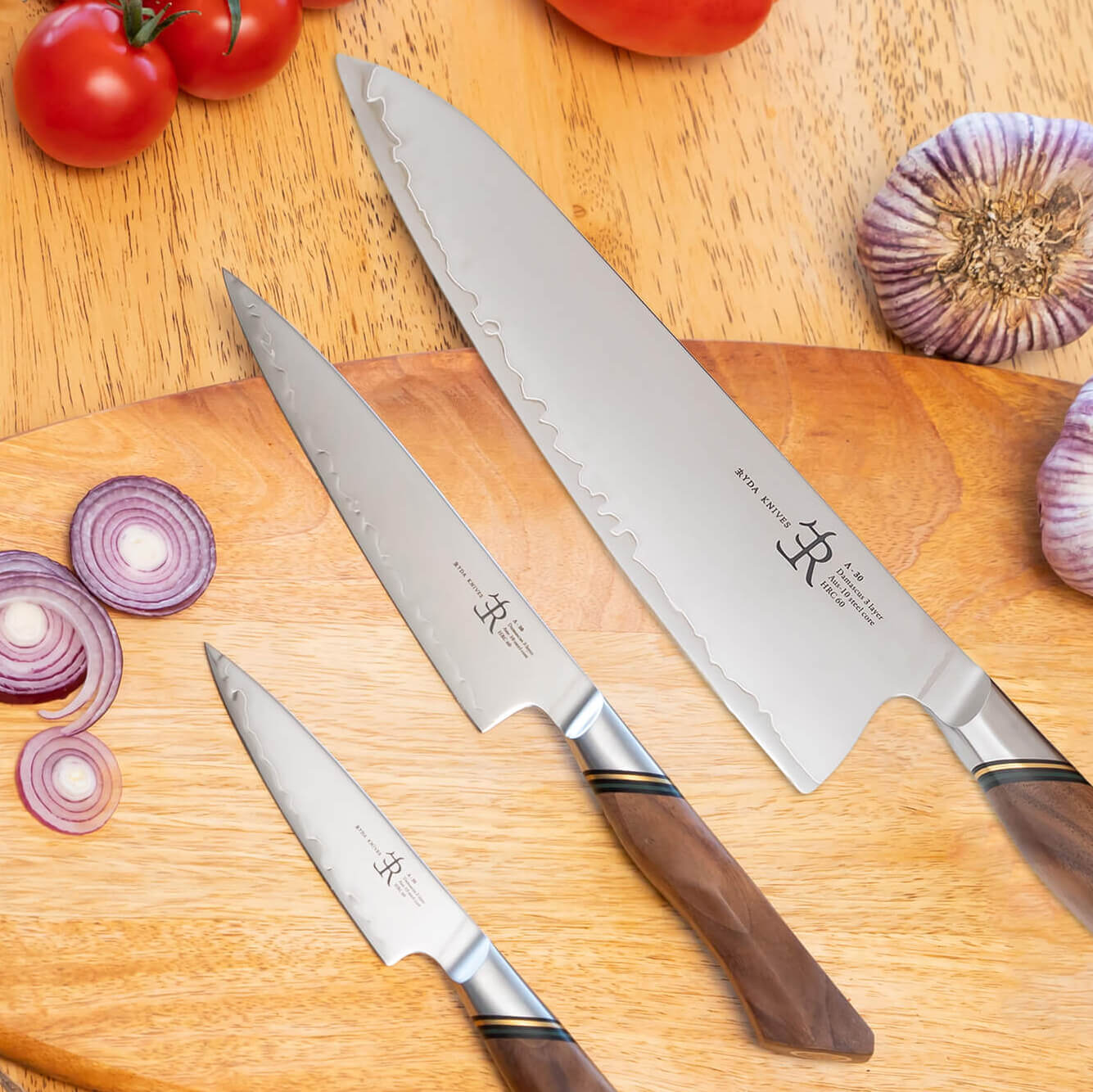 Ryda Knives A30 Professional 3 Pc Chef Utility Paring Knife Set